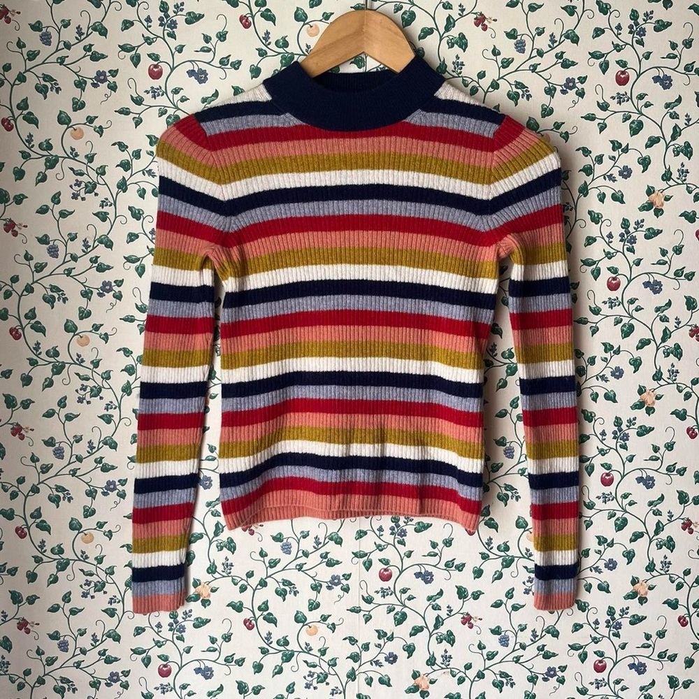 rainbow striped mock neck sweater from madewell size xs